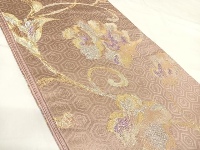 平和屋着物◎六通柄袋帯　花唐草文　金銀糸　正絹　逸品　AABI0942yx