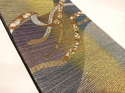 平和屋着物◎太鼓柄袋帯　熨斗花文　金糸　正絹　逸品　AABI0945yx