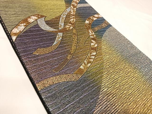 平和屋着物◎太鼓柄袋帯　熨斗花文　金糸　正絹　逸品　AABI0945yx