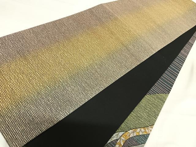 平和屋着物◎太鼓柄袋帯　熨斗花文　金糸　正絹　逸品　AABI0945yx
