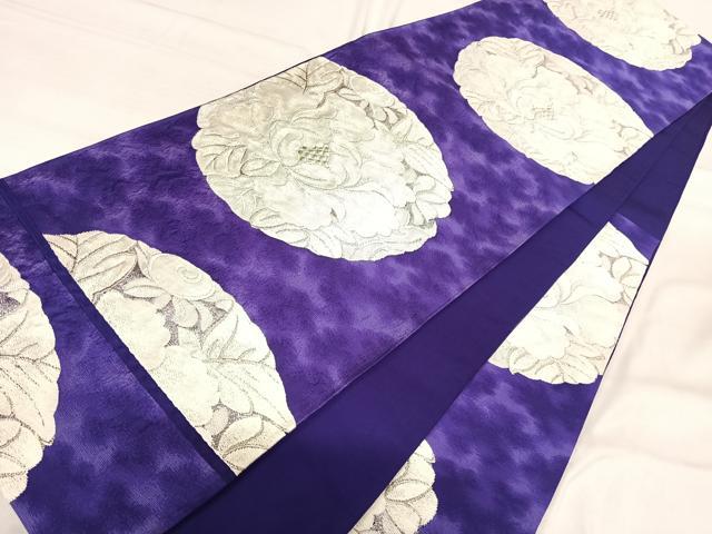 平和屋着物◎西陣　六通柄袋帯　唐織　花丸文　銀糸　正絹　逸品　AABI0947yx 平和屋着物◎西陣 六通柄袋帯 唐織 花丸文 銀糸 正絹 逸品 AABI0947yx