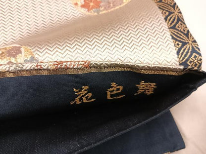 平和屋着物◎六通柄袋帯　唐織　献上花丸文　花色舞　金糸　正絹　逸品　AABI0951yx