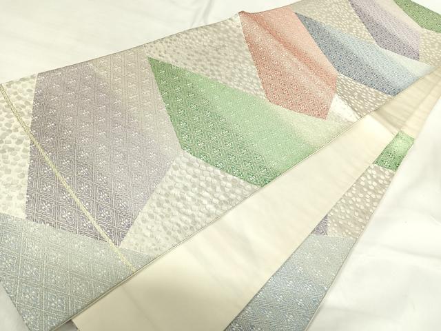 平和屋着物◎六通柄袋帯　花菱文　銀糸　正絹　逸品　AABI0956yx