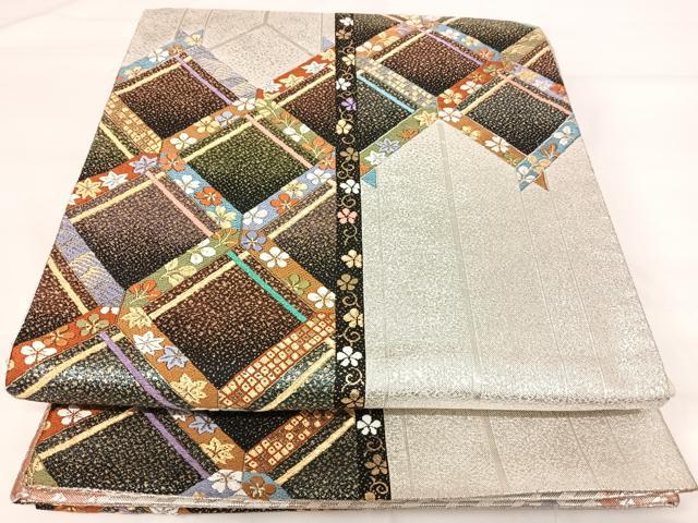 平和屋着物◎佐賀錦　六通柄袋帯　唐織　花菱文　金銀糸　正絹　逸品　AABI0957yx 平和屋着物◎佐賀錦 六通柄袋帯 唐織 花菱文 金銀糸 正絹
