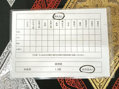 平和屋着物◎六通柄袋帯 唐織 花菱文 黒地 金銀糸 正絹 逸品 AABI0961yx