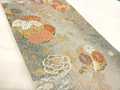 平和屋着物◎六通柄袋帯 鳳凰花文 金銀糸 正絹 逸品 AABI0968yx