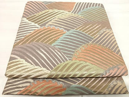 平和屋着物◎六通柄袋帯 唐織 立波文 金銀糸 正絹 逸品 AABI0972yx