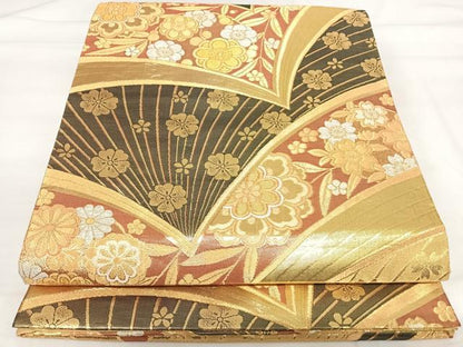 平和屋着物◎六通柄袋帯 花丸文 金銀糸 正絹 逸品 AABI0974yx