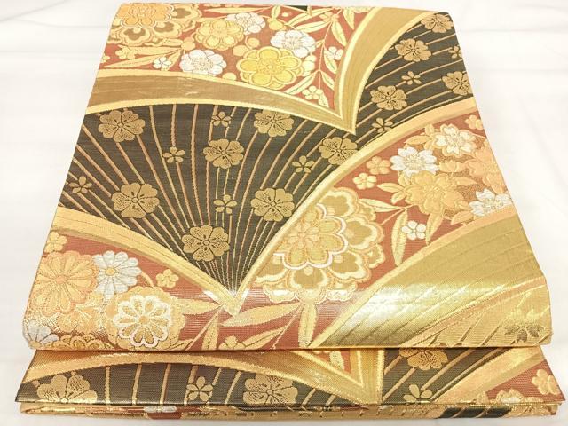 平和屋着物◎六通柄袋帯 花丸文 金銀糸 正絹 逸品 AABI0974yx