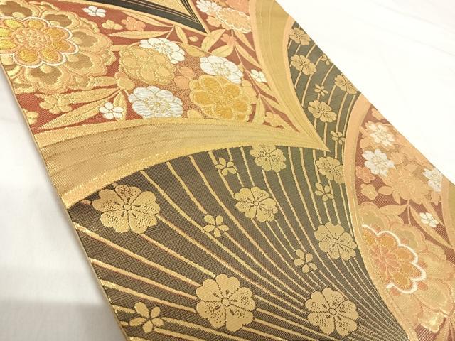平和屋着物◎六通柄袋帯 花丸文 金銀糸 正絹 逸品 AABI0974yx