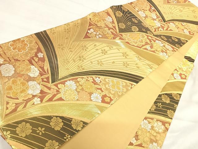 平和屋着物◎六通柄袋帯 花丸文 金銀糸 正絹 逸品 AABI0974yx