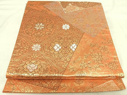 平和屋着物◎六通柄袋帯　切嵌花鳥文　金銀糸　正絹　逸品　AABI0976yx