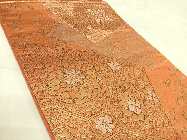平和屋着物◎六通柄袋帯　切嵌花鳥文　金銀糸　正絹　逸品　AABI0976yx