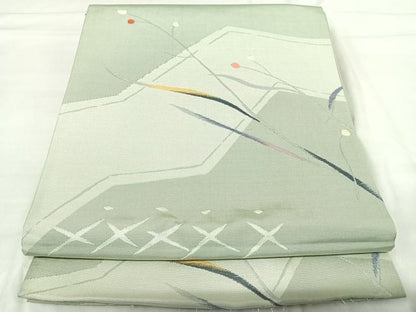 平和屋着物◎六通柄袋帯 唐織 創雅紬 枝葉文 正絹 逸品 AABI0979yx
