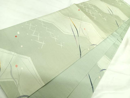 平和屋着物◎六通柄袋帯 唐織 創雅紬 枝葉文 正絹 逸品 AABI0979yx
