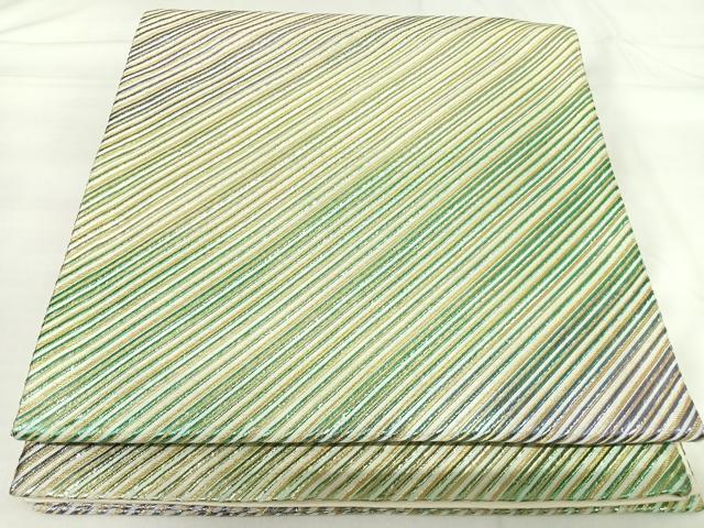 平和屋着物◎西陣 六通柄袋帯 斜縞 金糸 正絹 逸品 AABI0980yx