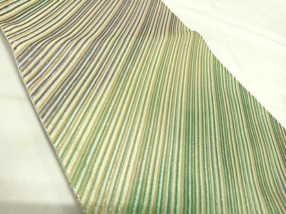 平和屋着物◎西陣 六通柄袋帯 斜縞 金糸 正絹 逸品 AABI0980yx