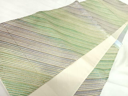 平和屋着物◎西陣 六通柄袋帯 斜縞 金糸 正絹 逸品 AABI0980yx