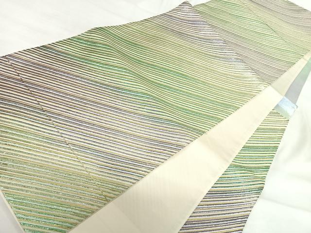 平和屋着物◎西陣 六通柄袋帯 斜縞 金糸 正絹 逸品 AABI0980yx