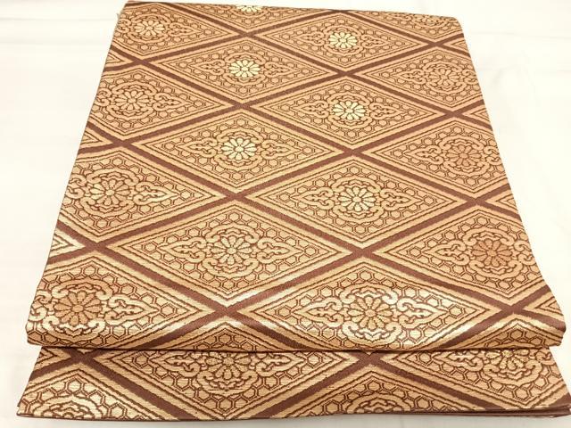 平和屋着物◎六通柄袋帯 花菱文 金糸 正絹 逸品 AABI0982yx