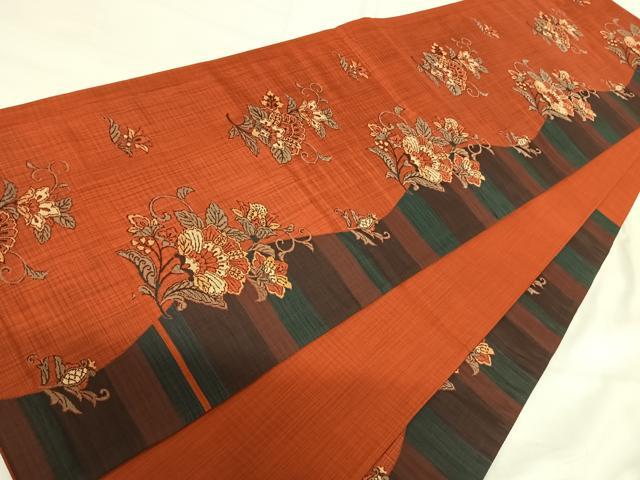 平和屋着物◎六通柄袋帯　更紗花文　正絹　逸品　AABI0983yx