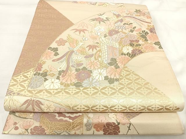 平和屋着物◎六通柄袋帯 唐織 鳳凰花文 金銀糸 正絹 逸品 AABI0985yx
