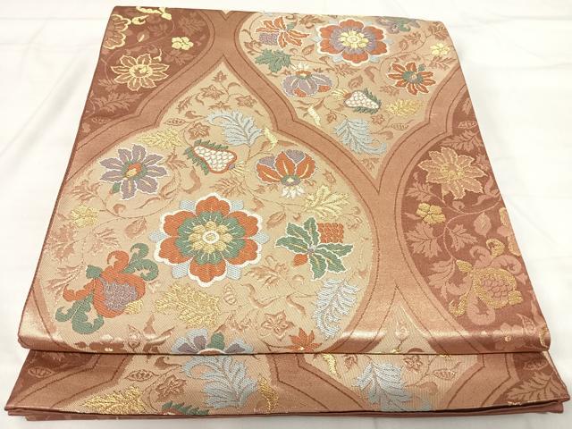 平和屋着物◎六通柄袋帯　唐織　立涌花文　金糸　正絹　逸品　AABI0986yx 平和屋着物◎六通柄袋帯 唐織 立涌花文 金糸 正絹 逸品