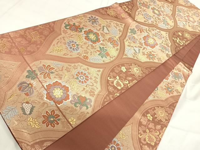 平和屋着物◎六通柄袋帯 唐織 立涌花文 金糸 正絹 逸品
