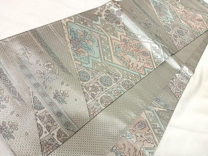 平和屋着物◎佐賀錦 六通柄袋帯 名物裂 金銀糸 正絹 逸品 AABI0987yx