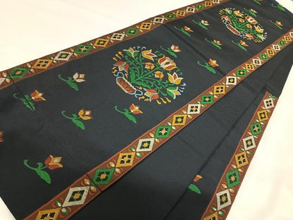 平和屋着物◎六通柄袋帯 草花文 正絹 逸品 AABI0989yx