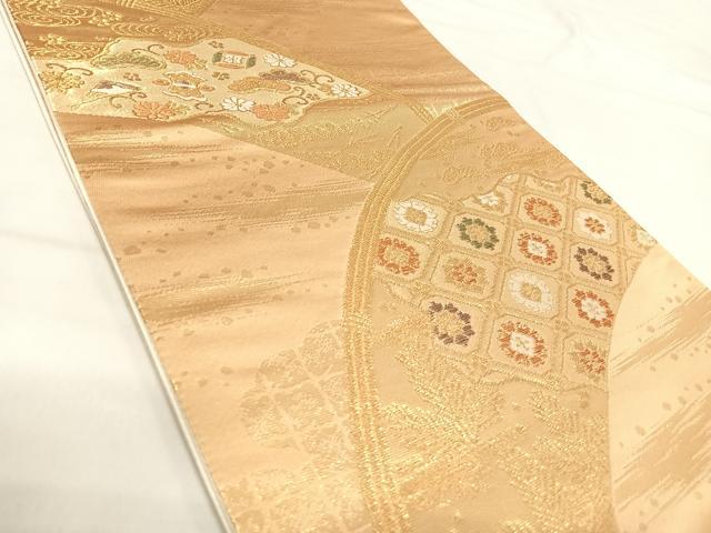 平和屋着物◎六通柄袋帯 花宝尽くし 金糸 正絹 逸品 AABI1001yx