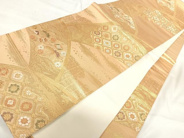 平和屋着物◎六通柄袋帯 花宝尽くし 金糸 正絹 逸品 AABI1001yx