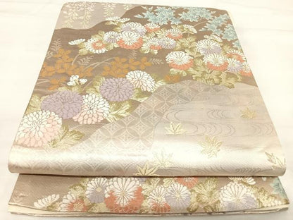 平和屋着物◎六通柄袋帯 唐織 道長花文 金銀糸 正絹 逸品 AABI1003yx