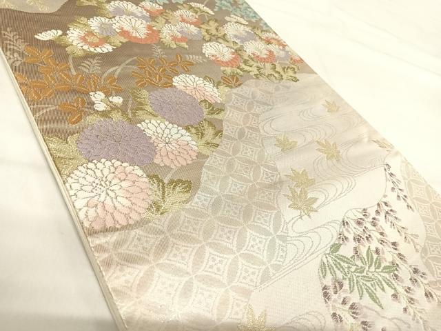 平和屋着物◎六通柄袋帯 唐織 道長花文 金銀糸 正絹 逸品 AABI1003yx