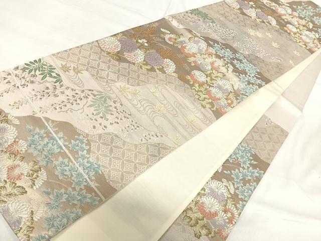 平和屋着物◎六通柄袋帯 唐織 道長花文 金銀糸 正絹 逸品 AABI1003yx