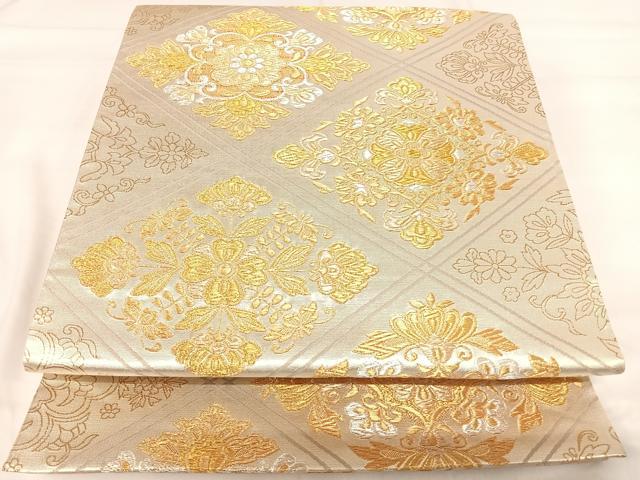 平和屋着物◎六通柄袋帯 花菱文 金銀糸 正絹 逸品 AABI1004yx