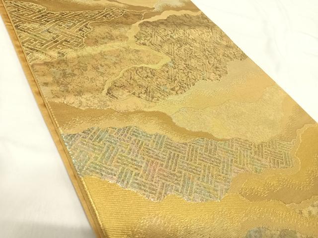 平和屋着物◎六通柄袋帯　霞文　金銀糸　正絹　逸品　AABI1008yx