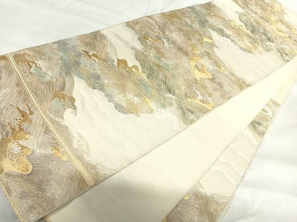 平和屋着物◎六通柄　本袋帯　立波文　金銀糸　正絹　逸品　AABI1009yx