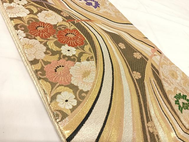 平和屋着物◎佐賀錦　六通柄袋帯　唐織　孔雀花文　金銀糸　正絹　逸品　AABI1014yx 平和屋着物◎佐賀錦 六通柄袋帯 鳳凰花文 金銀糸 正絹 逸品 AABI1036yx