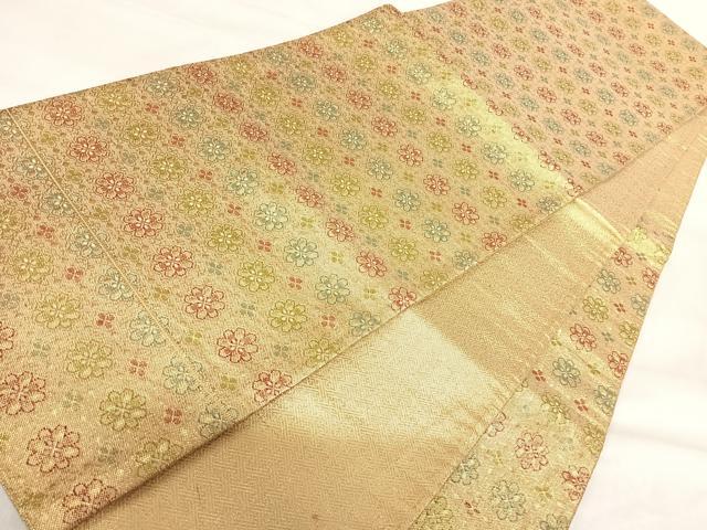 平和屋着物◎佐賀錦 六通柄袋帯 花尽くし 金糸 正絹 逸品 AABI1018yx