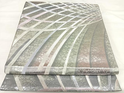 平和屋着物◎六通柄袋帯　雲源　銀糸　正絹　逸品　AABI1025yx