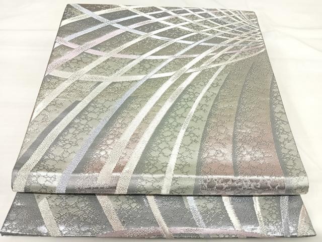 平和屋着物◎六通柄袋帯　雲源　銀糸　正絹　逸品　AABI1025yx