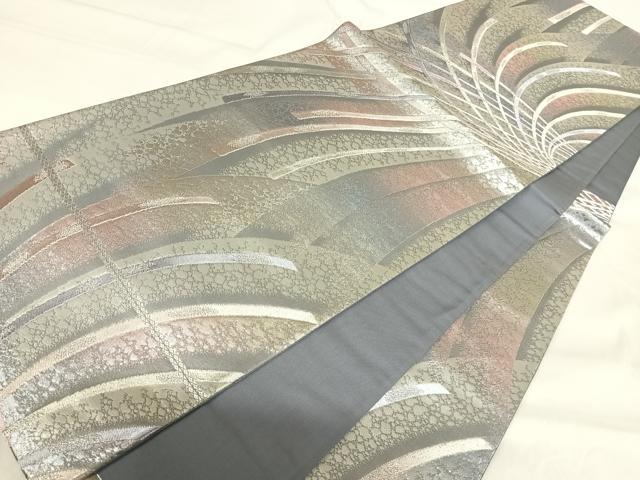 平和屋着物◎六通柄袋帯　雲源　銀糸　正絹　逸品　AABI1025yx