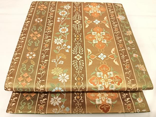 平和屋着物◎六通柄袋帯 唐織 花間道 金糸 鈴乃屋扱い 正絹 逸品 AABI1030yx