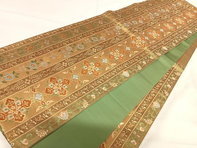 平和屋着物◎六通柄袋帯 唐織 花間道 金糸 鈴乃屋扱い 正絹 逸品 AABI1030yx