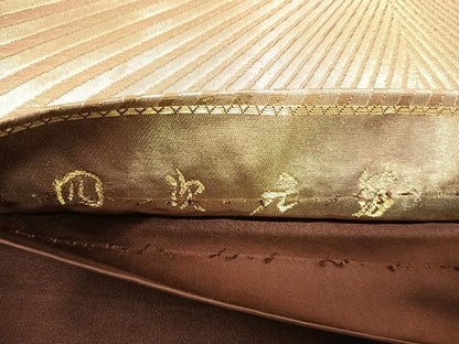 平和屋着物◎太鼓柄袋帯　変わり縞　四次元箔　金銀糸　正絹　逸品　AABI1032yx