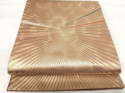 平和屋着物◎太鼓柄袋帯　変わり縞　四次元箔　金銀糸　正絹　逸品　AABI1032yx