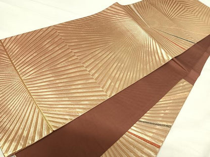 平和屋着物◎太鼓柄袋帯　変わり縞　四次元箔　金銀糸　正絹　逸品　AABI1032yx
