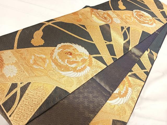 平和屋着物◎佐賀錦　六通柄袋帯　鳳凰花文　金銀糸　正絹　逸品　AABI1036yx 平和屋着物◎佐賀錦 六通柄袋帯 鳳凰花文 金銀糸 正絹 逸品 AABI1036yx