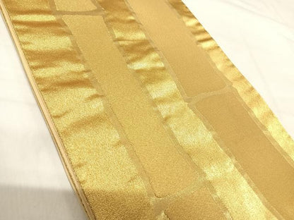 平和屋着物◎六通柄袋帯 竹 金糸 正絹 逸品 AABI1037yx